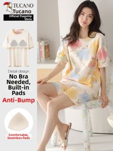 TUCANO | Cute Lightweight Padded Short Sleeve Short Pants Summer Sleepwear Set