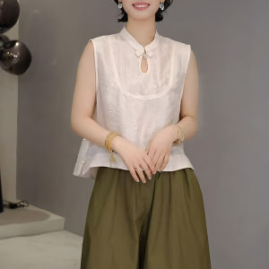 Shalldoer | Korean Style Fashionable Loose Versatile Round Neck Sleeveless Vest Shirt Women Summer Single Button Slimming Shoulder Pad Top