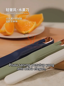 Pisau Estetik, Pisau Buah, dan Pisau Sayur dengan Sarung/Penutup Pisau Berkualitas Gagang Anti-Slip