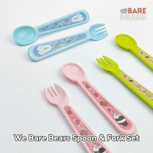 We Bare Bears Set Sudu Garfu Kanak-Kanak / Kids Feeding Spoon & Fork Set Cutlery Set Training Learning Weaning 30487 WBB