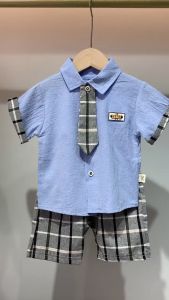 TREEHOUSE baby clothing set Fashion Baby Handsome Formal Tie Short Sleeve Shorts Two-piece Boys Clothing Set