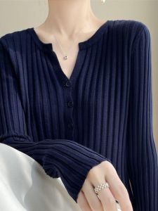 V-Neck Short Cardigan Long Sleeves Wearable Outdoors
