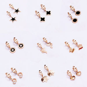 Hoa Tai Bằng Thép Titan Màu Hồng Vàng Chống Dị Ứng Thanh Lịch Cho Phụ Nữ Cá Tính Không Phai Màu Đơn Giản Dài Hình Tròn Vòng Tròn