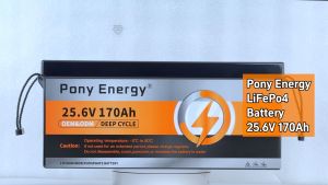 PonyEnergy 24V 170Ah LiFePo4 battery Lithium battery rechargeableSupports solar charging4352Wh With Voltage Display & Intelligent BMS Series-Connectible Lithium Iron Phosphate Battery
