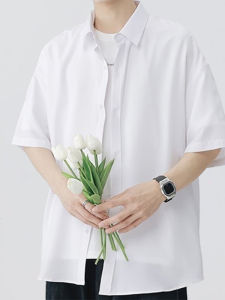 Áo Sơ Mi Nam Tay Ngắn Bằng Lụa Băng Mùa Hè Mỏng Thoáng Khí Dáng Rộng Nhanh Khô Thường Ngày Cổ Polo Dài Thường