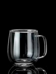KEMORELA 1/2PCS Double Wall Coffee Cup With Handle Clear Glass Coffee Cup for Ice Coffee Tea Cup Latte Drink Heat Resistant Mugs