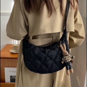 Pleated Clouds Armpit Bag New Solid Color Shoulder Bag Commuter Pleated Bag Shopping Bag Korean Girl Heart