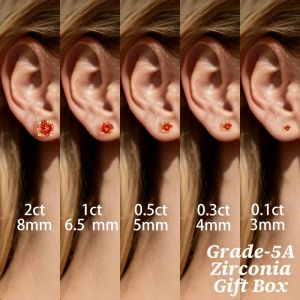 LAMVOICE Jewelry for Women/Stud Earrings with 0.2-4 Carat Orange Zirconia Hypoallergenic Earrings Christmas Gift for