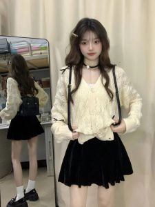 Womens Hollow out Thin Knitted Open Cardigan Casual Loose Outerwear Spring 2024 New Style V-Neck Long Sleeve Solid Color