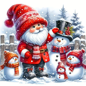 HUACAN Diamond Painting Goblin Dwarf Snowman Cartoon Full Drill Mosaic Full Drill Diamond Art Christmas Winter Home Decor