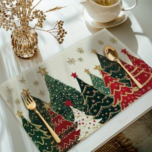 VIKAMA Christmas Limited Edition Tablecloth and Napkin for Kitchen Table with Waterproof Christmas Tree Decorations