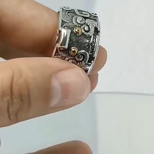 Cincin Premium Lebar Motif S925 - Sterling Silver Mythical Beast Gluttony Ring Import Fengshui Pixiu - Aksesoris Cincin Perak Cowok Keren Macho Bahan Tebal Kokoh Bagus Murah Punk Hip Hop Vintage Fashion Classic Retro Jewelry Anak Motor Pasukan Berani