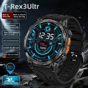 Đồng Hồ Thông Minh Quân Sự T-Rex 3 Ultra Mới Năm 2025 Màn Hình AMOLED HD 1.56 Inch Chống Nước 5ATM Theo Dõi Nhịp Tim Thể Thao Dành Cho Nam