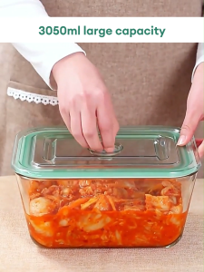 KEVE Glass Food Container Lunch Box with Food Plastic Cover Transparent Storage Box Dispenser Microwaveable Container
