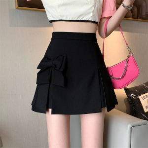 High Waist Asymmetrical A-Line Mini Skirt Pants with Butterfly Knot Slit for plus Size Women Summer Trendy Wide Leg Shorts
