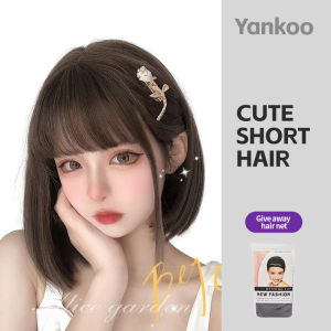Womens Short Bobo Hair Wig For Round Face Youthful Girls - Sweet Cute Straight Daily Style