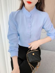 Áo Sơ Mi Nữ Cổ Đứng Tay Dài Cotton Phong Cách Xuân Thu Thời Trang Thường Ngày Chất Liệu Cotton Chống Tia UV