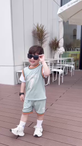 Set bộ thể thao tay ngắn họa tiết Basketball kèm quần short bé trai 1 đến 7 tuổi BERNIE H0225B26