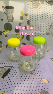 Klik-Beli Cangkir Mug Gelas Kaca I Love You 350ml Botol Minum Kaca Motif Karakter Glass Bottle I Love U