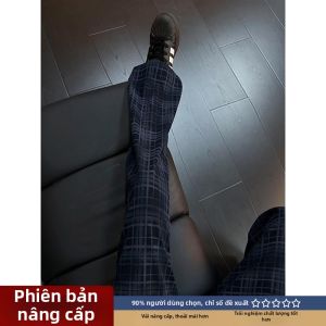 Quần Dài Mỏng Thoáng Đãng In Plaid Tie-dye Vintage Phong Cách Mùa Hè