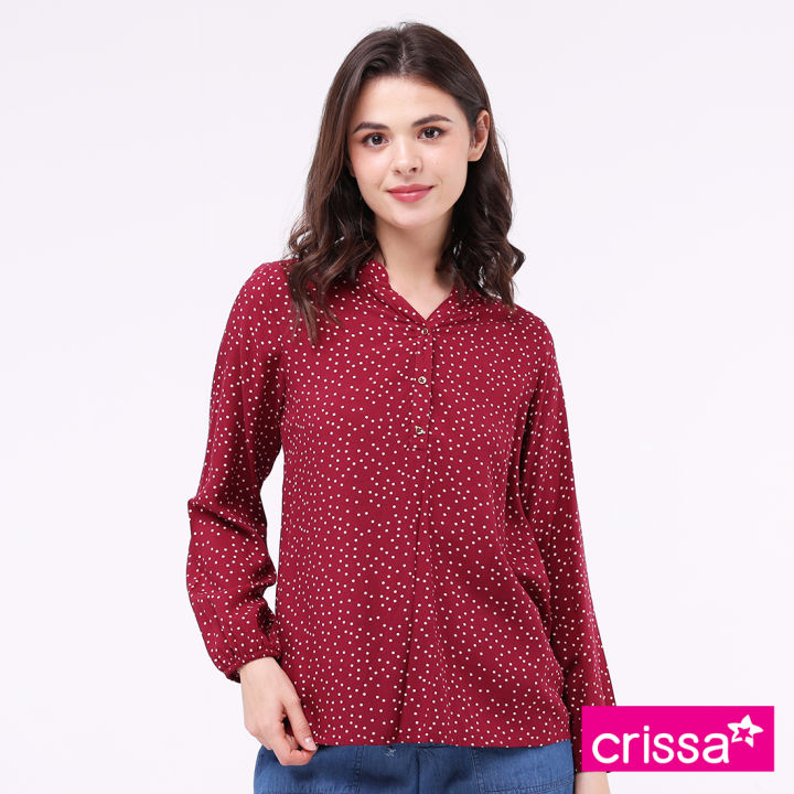 Crissa Woven Printed Rayon Long Sleeves Blouse CSFT18-0267 | Lazada PH