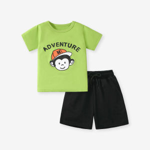 Summer Cartoon Pure Cotton Short Sleeve Childrens Clothing Set for Boys Little Maven Brand Multpie Pieces European Style