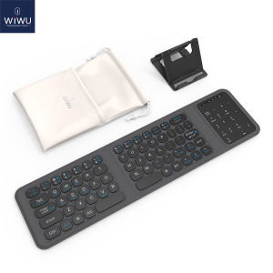 WIWU Foldable Bluetooth Keyboard with Touch Numeric Keyboard switch Portable Wireless Keyboard with Holder Rechargeable Full Size Ultra Slim Pocket Folding Keyboards for Android Windows iOS Tablet & Laptop