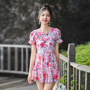 New 2025 Slimming Beach Thermal Bath Suit Womens Swimwear Conservatism One-Piece Dress Style plus Size Micro Fat MM Swimsuit