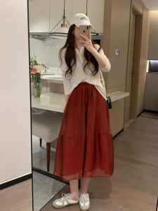 Silk Thin Otago Net Fairy Skirt Womens 2025 New Small Size Solid Color Puffy Mesh A-Line Mini Skirt Casual High Waist