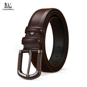 LouisWill Men Belts Leather Belt Second-layer Cowhide Leather Belt Simple Waist Belts 120cm Adjustable Length Belts for Men with Classic Buckle Vintage Jeans Belt