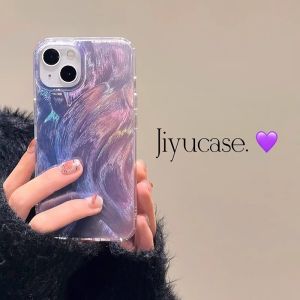 Realme GT Neo6 SE Purple Gradient Transparent Laser Cutout Soft Silicone Phone Case Anti-Fall Protection Cover for Realme GT5 pro