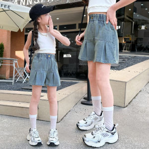 Girls Summer Thin Denim Shorts Versatile Childrens Pants Skirt Korean Style Hot Pants Breathable Elastic Waistband Short Pants