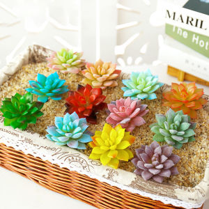 Lovely Succulent Plastic Artificial Plant Potted Party Christmas Simulation Bonsai Craft Green Yellow Balcony Room Decorations