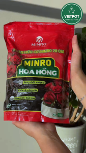 Phân Bón Hoa Hồng Minro 70 OM bao 1kg Vietpot Hữu Cơ Cao Cấp Kích Hoa Dày Hoa Bền Màu Dưỡng Rễ