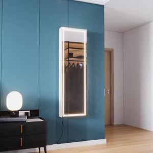 Full body mirror wall mount mirror with rack wall mirror full length dressing mirror with stand dressing mirror household jewelry bedroom cabinet mirror storage behind the door 镜子全身