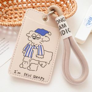 Cute Dog Student ID Card Holder Protective Case for Lunch Card Keychain Bus Pass Holder Creative Campus Card Cover