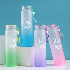 500ML Frosted Color Gradient Sports Water Bottle Portable Gym Fitness Workout Water Cups Outdoor Camping Cool Juice Drinking Cup