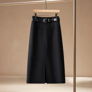 OL Style High Waist A-Line Skirt Suit Asymmetrical Slit Midi Skirt Womens Spring Autumn Career Elegant Fashionable Skirt