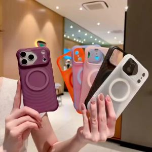 szhaiyu | Fashion Liquid Silicone Water Ripple Pattern Big Window Magnetic Case For iPhone 18 Pro Max 17 16 15 Pro 13 12 Shockproof Cover