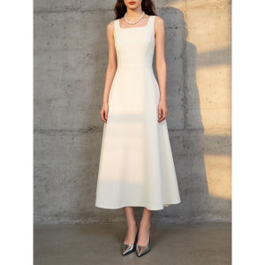 PIAOYA | Slim Fit French Square Neck High Quality Dress