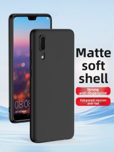 RISEOUS | Anti-Fingerprint Matte Silicone Full-Cover Lens Soft Case Protective Shell Thin Anti-Drop Black Phone Case for Huawei P20 Pro