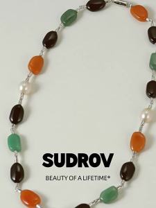 Colorful Gemstone and Pearl Necklace for Women