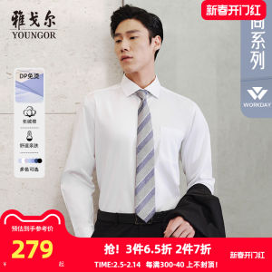 Youngor Pure Cotton Long Sleeve Casual Shirt Mens Spring New Business Casual Dad High Grade Iron Free White Dress Shirt