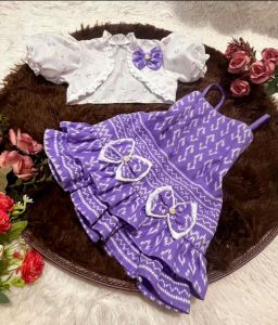 ⚡️ชุดไทยเด็ก ชุดลายไทย⚡️ชุดเดรส + เสื้อคลุม