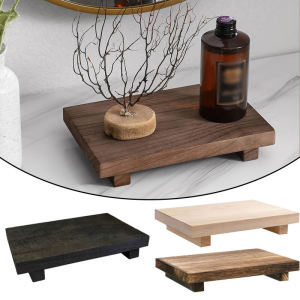 1 PCS Wood Tray Kitchen Soap Dish Plants Holder Wooden Storage Candle Pedestal Stand Kitchen Bathroom Decor for Vanity Counter