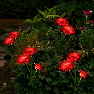 Solar Powered Rose Flower Garden Decorative Lights Outdoor Lighting Landscape Rose Solar Lights Festive Gift