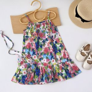 Bear Leader 3-7 Years Baby Girl Flower Dresses With a Bag Summer Floral Suspender Dress Kids Girls 2Pieces Sets Clothing Casual Outfits