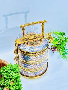 ปิ่นโต เบญจรงค์ หูจับทองเหลือง (สินค้า OTOP 5 ดาว)