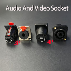 2PCS D-type6.35mm Welded Socket Large 3Core Stereo Audio Lock6.5mm Microphone Jack4Pin Audio Video Power Cable Adapter Connector