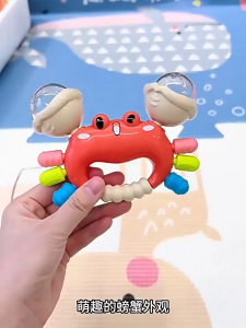 🦀【NEW】AKIKO Baby Teether Toys Crab Rattle Toys Newborn Silicone Teething Toy Mainan Bayi Education Toys Hand Grip Toys Gift